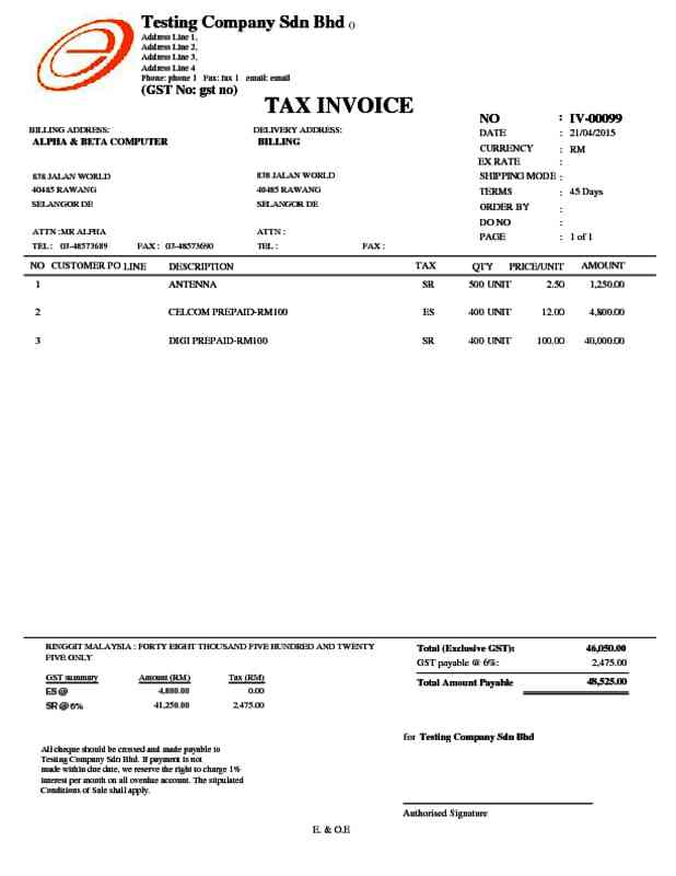 25 Tax Invoice (With GST Summary)